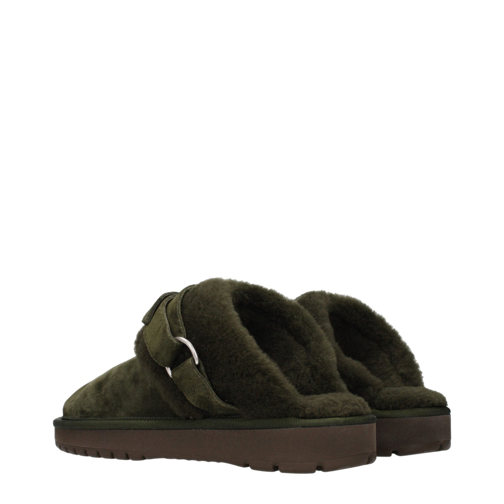 Burberry Green Leather Slippers Burberry