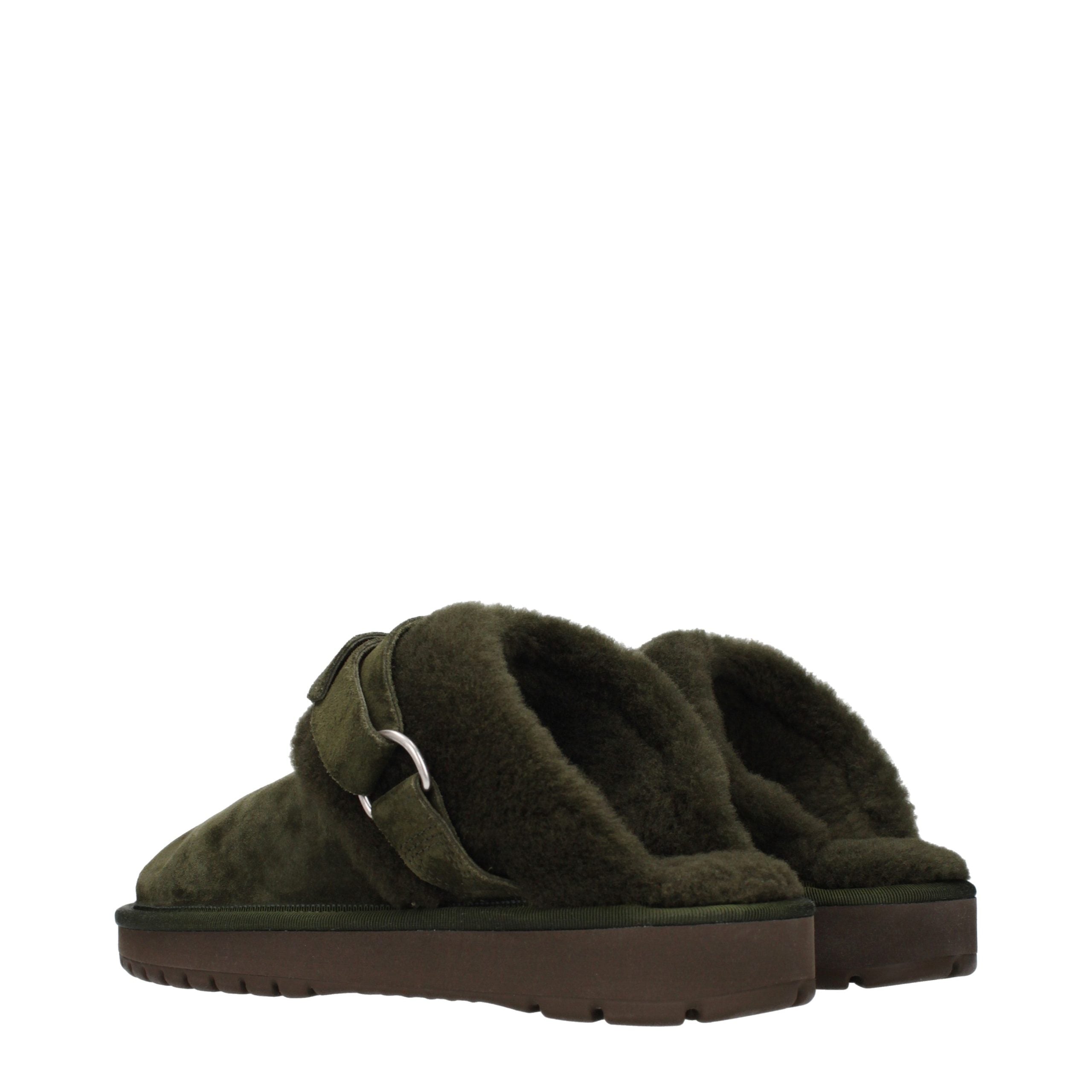 Burberry Green Leather Slippers Burberry