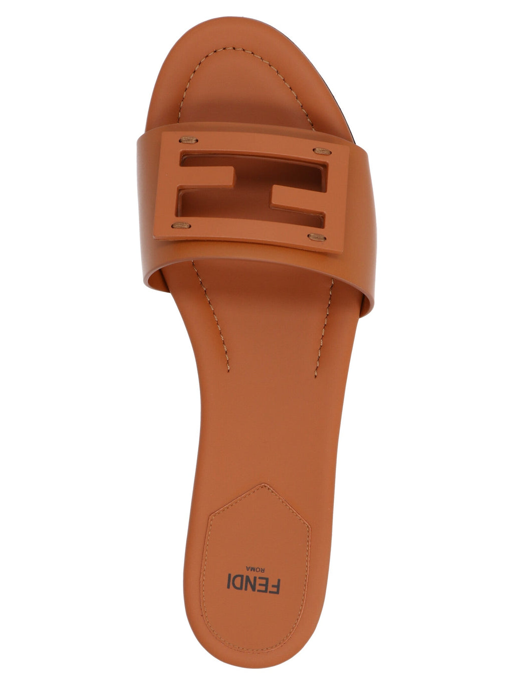 Fendi Brown Lamb Leather Slides Fendi