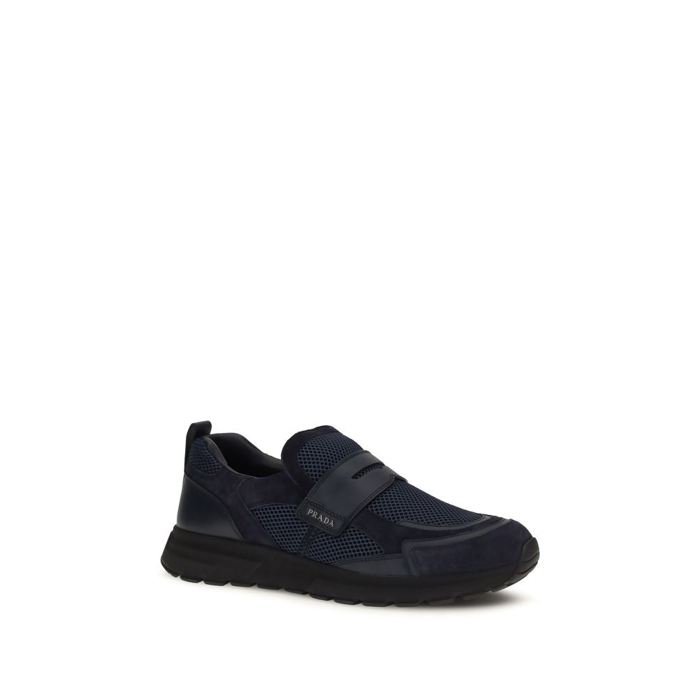 Prada Blue Calf Leather Bos Taurus Athletic Sneakers Prada