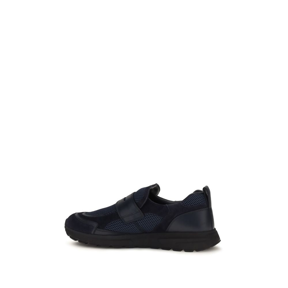 Prada Blue Calf Leather Bos Taurus Athletic Sneakers Prada