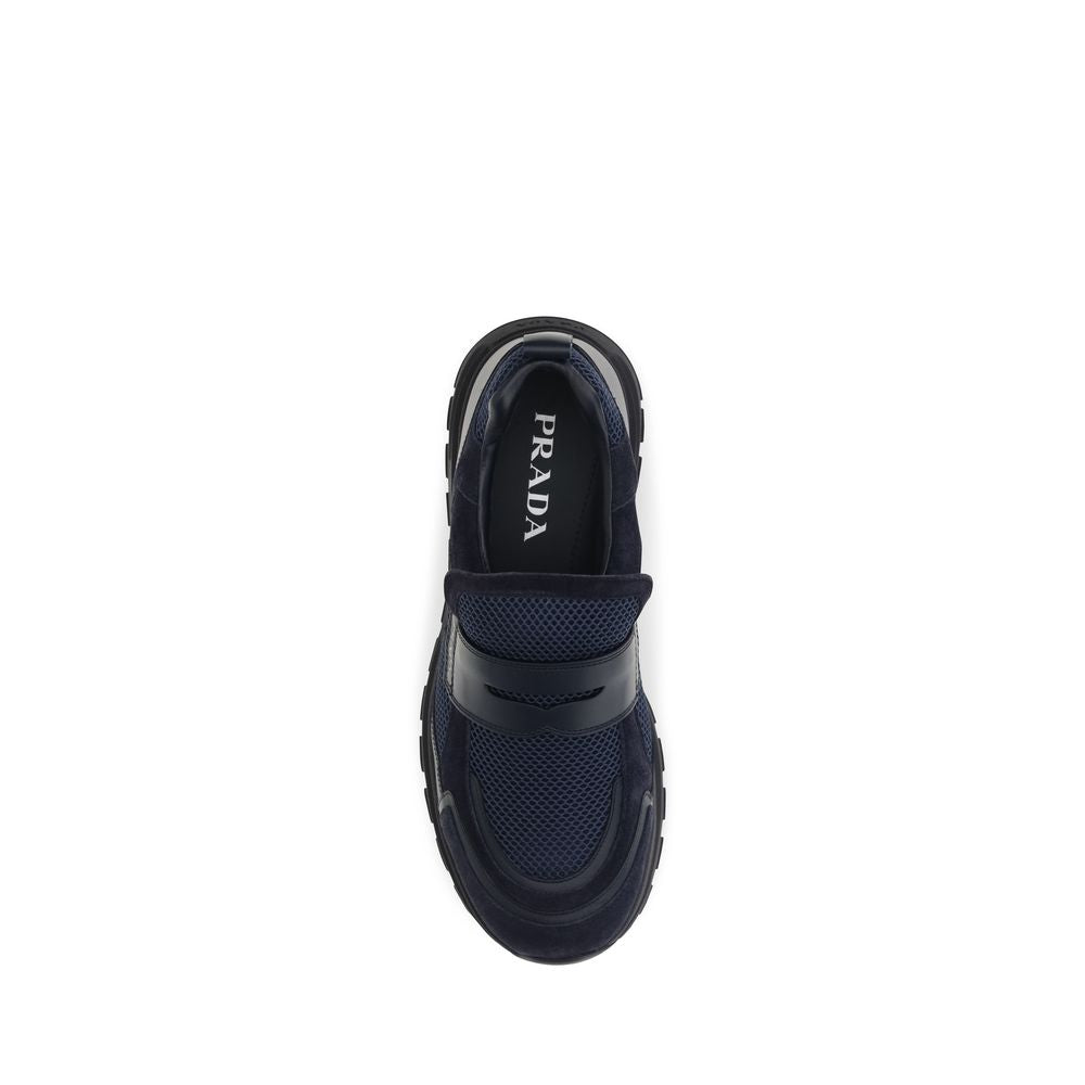Prada Blue Calf Leather Bos Taurus Athletic Sneakers Prada