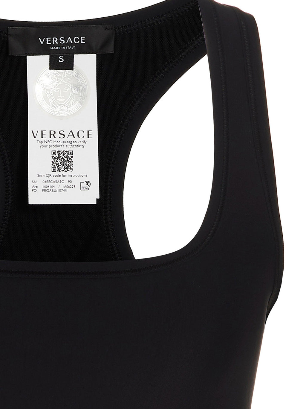 Versace Black Polyamide Sport Bra Versace