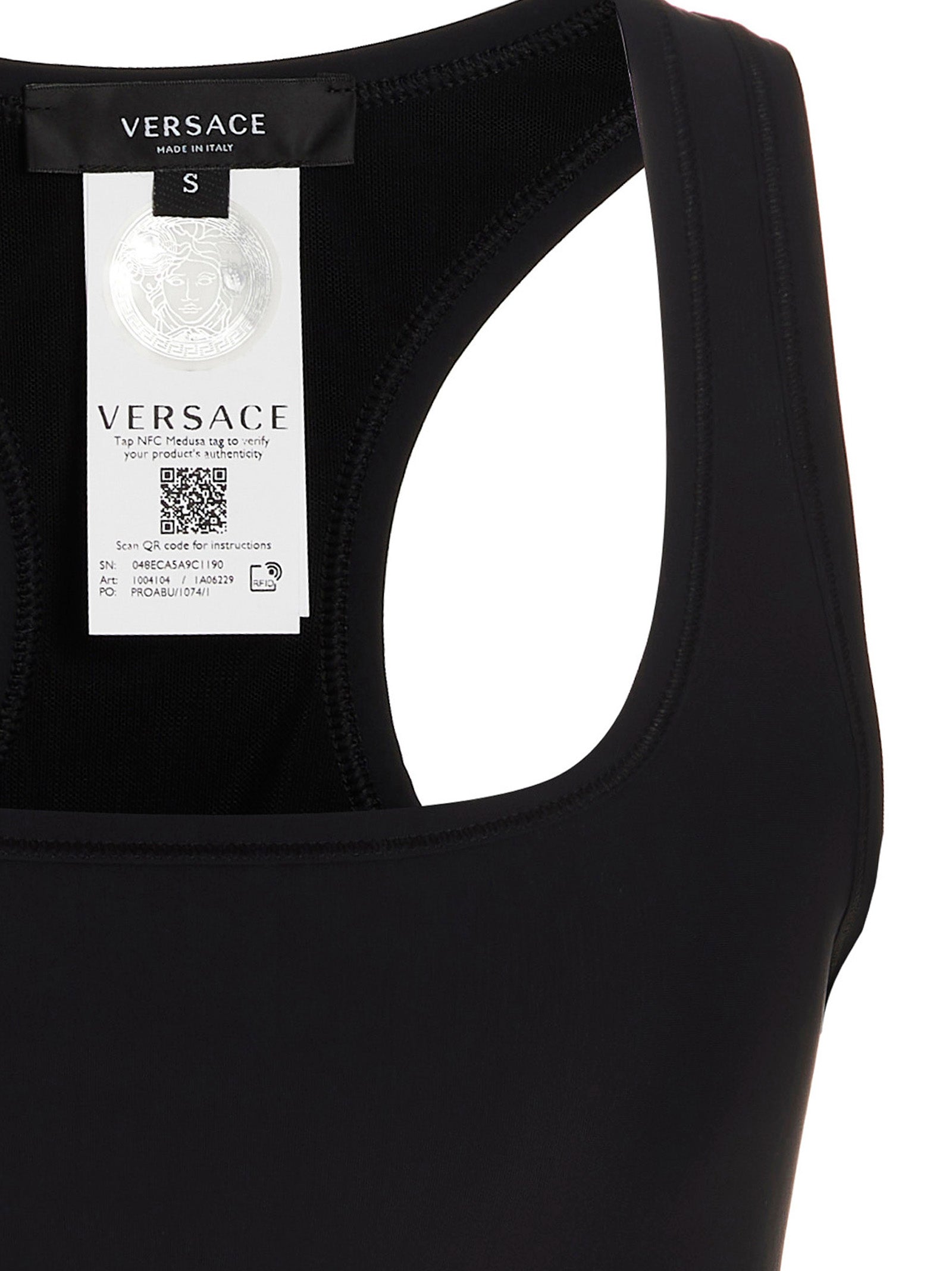 Versace Black Polyamide Sport Bra Versace