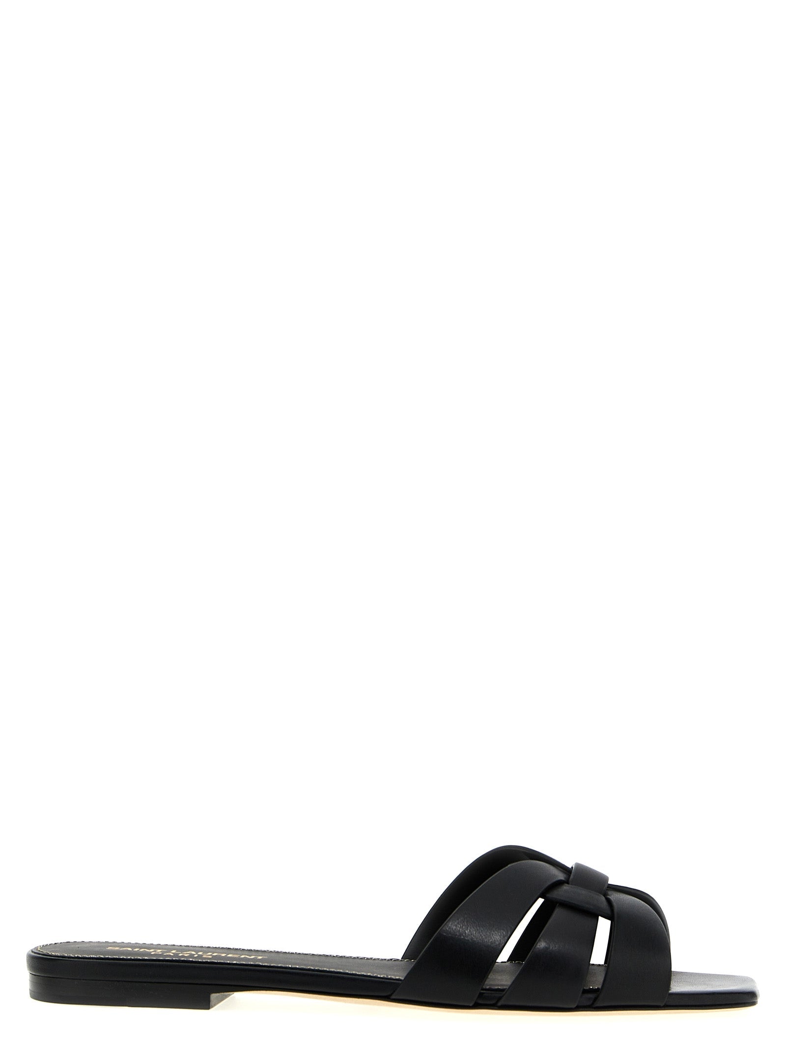 Saint Laurent Black Calfskin Slides Saint Laurent