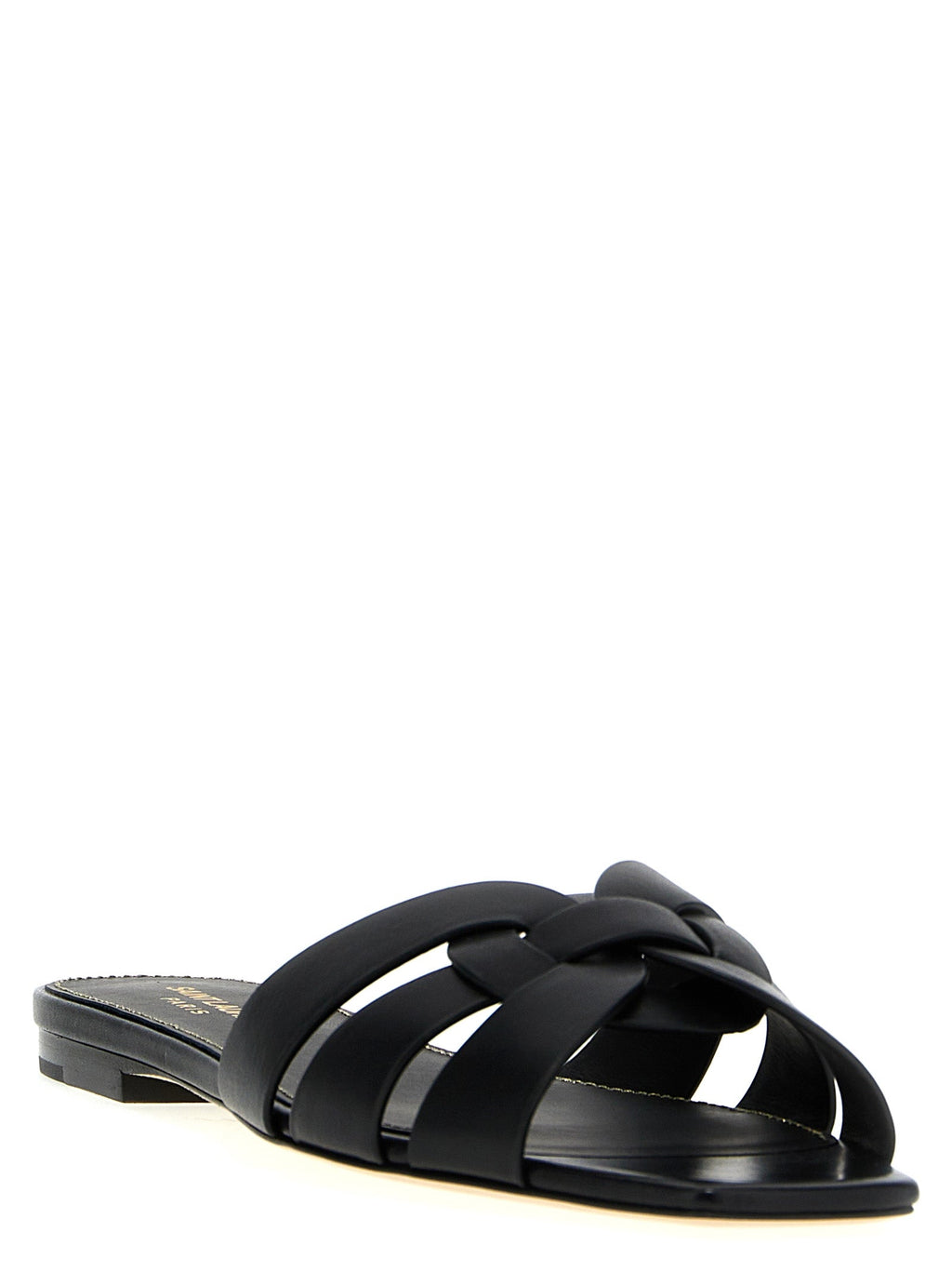 Saint Laurent Black Calfskin Slides Saint Laurent