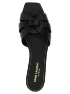 Saint Laurent Black Calfskin Slides Saint Laurent