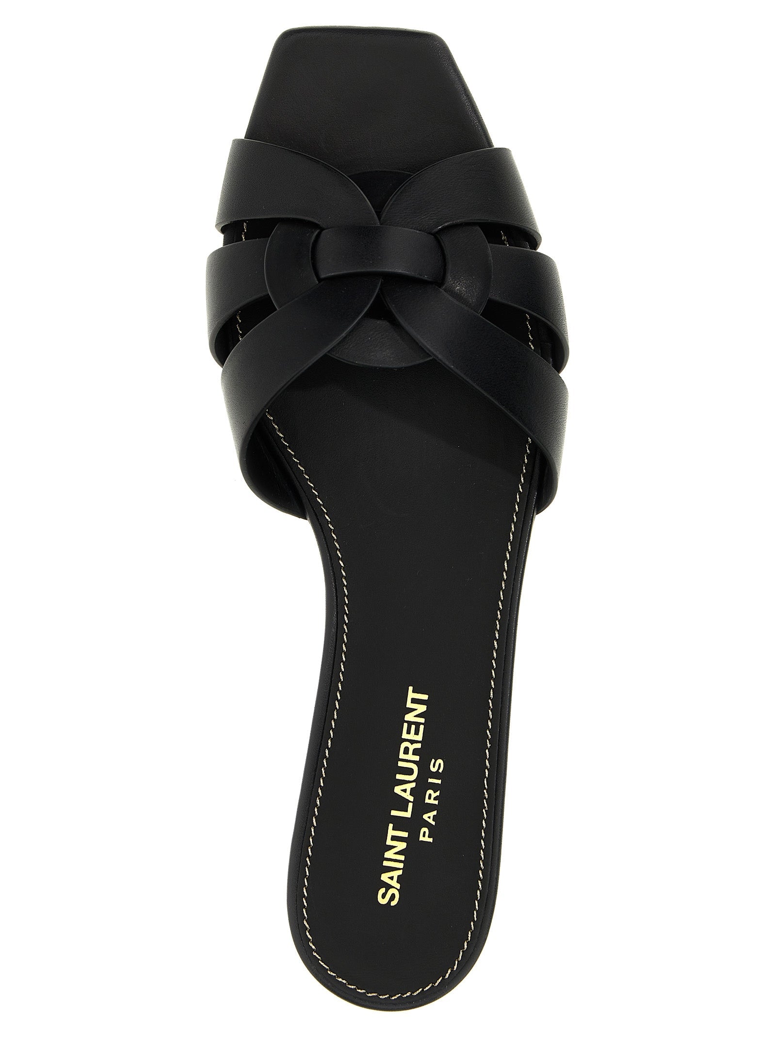 Saint Laurent Black Calfskin Slides Saint Laurent