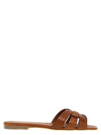 Saint Laurent Brown Calfskin Slides Saint Laurent