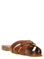 Saint Laurent Brown Calfskin Slides Saint Laurent
