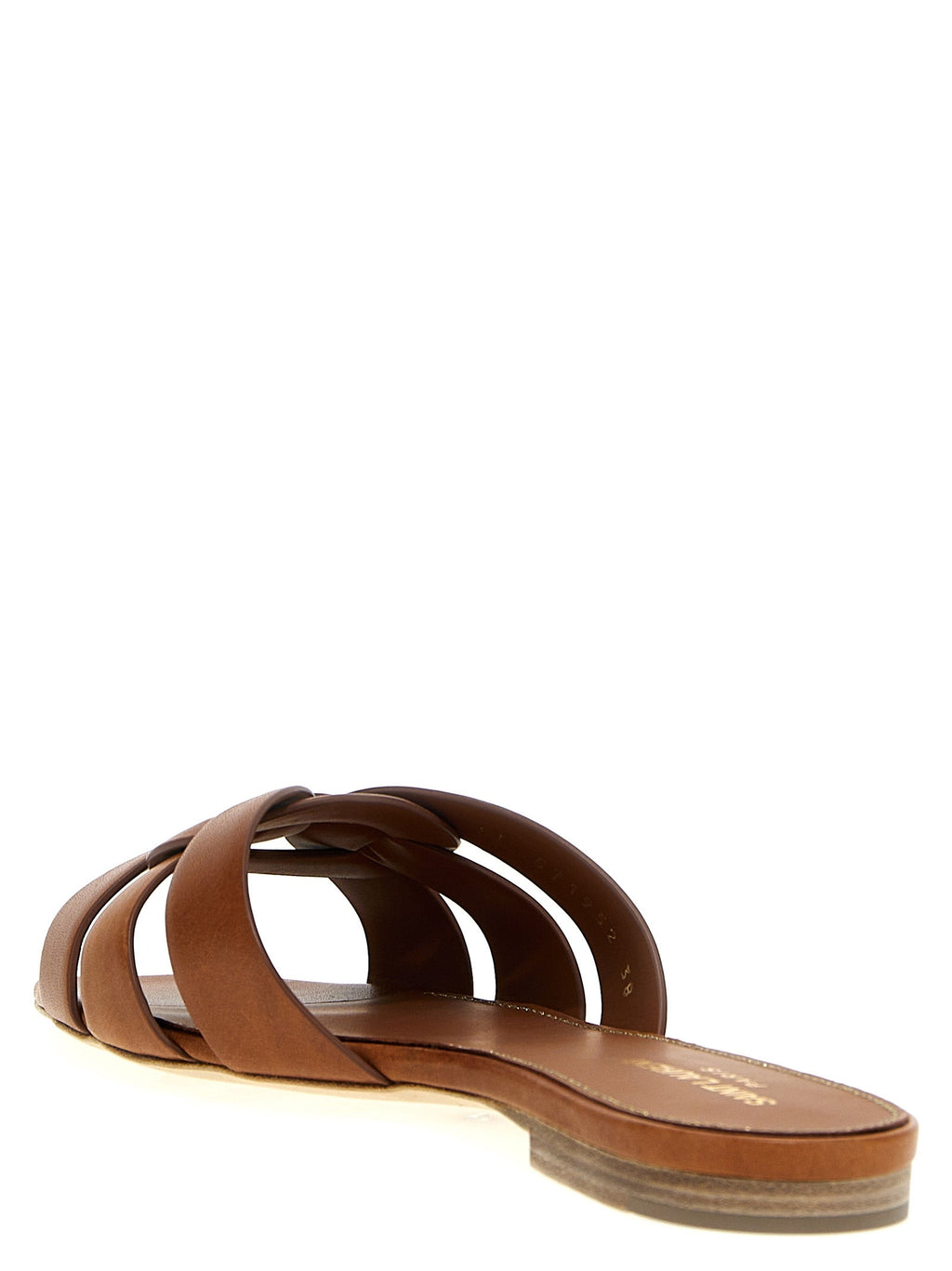 Saint Laurent Brown Calfskin Slides Saint Laurent