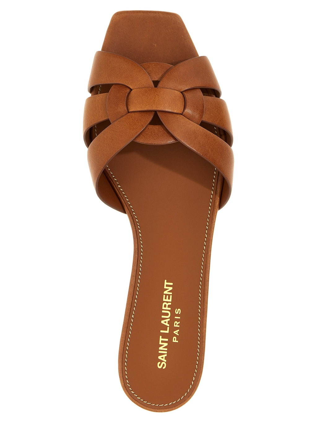 Saint Laurent Brown Calfskin Slides Saint Laurent