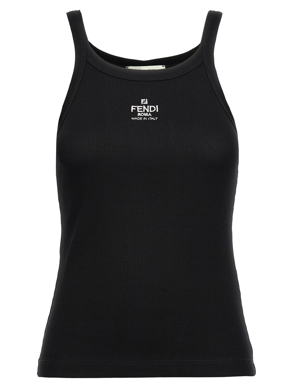 Fendi Black Cotton Sleeveles T-Shirt Fendi
