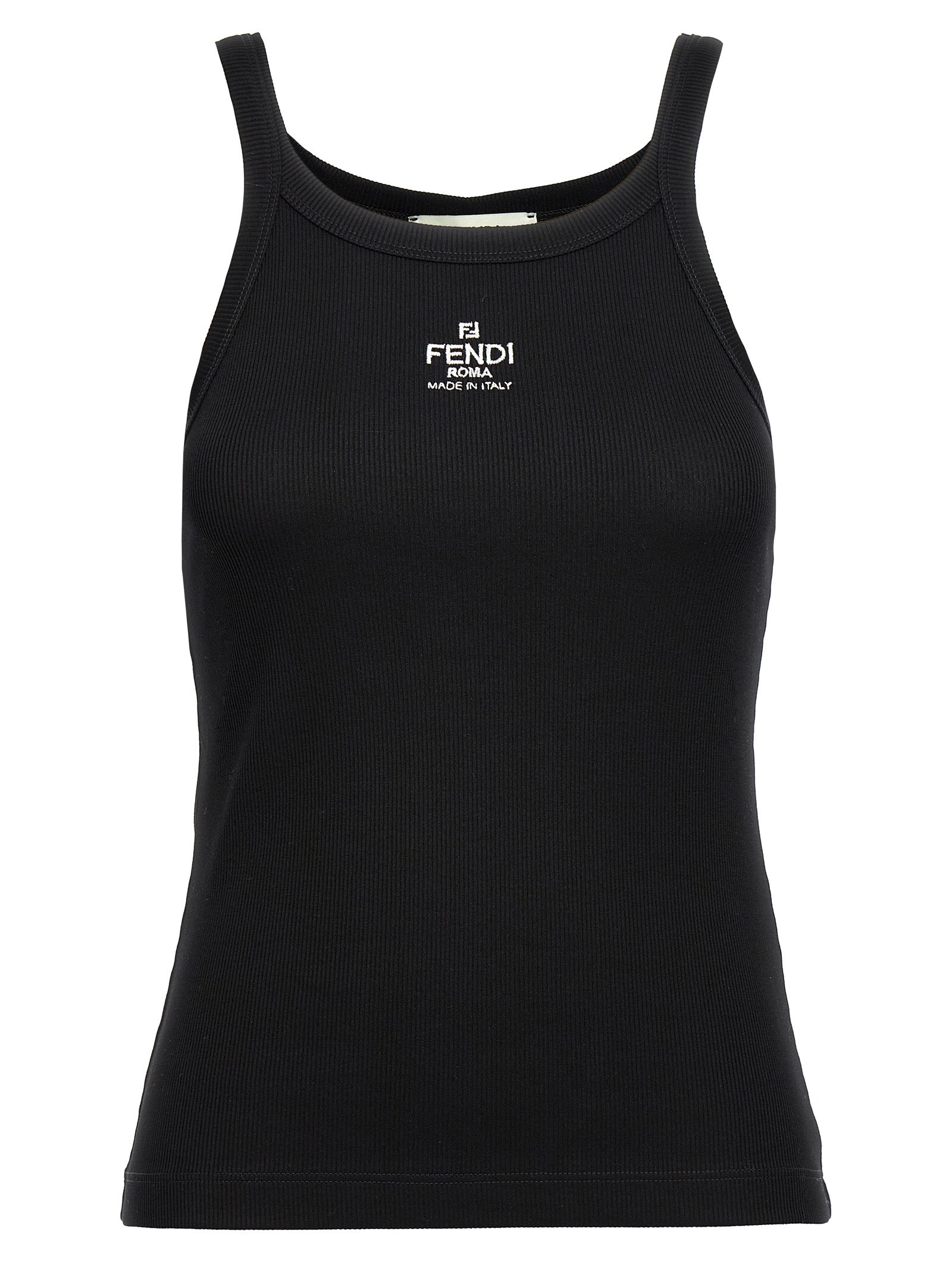 Fendi Black Cotton Sleeveles T-Shirt Fendi