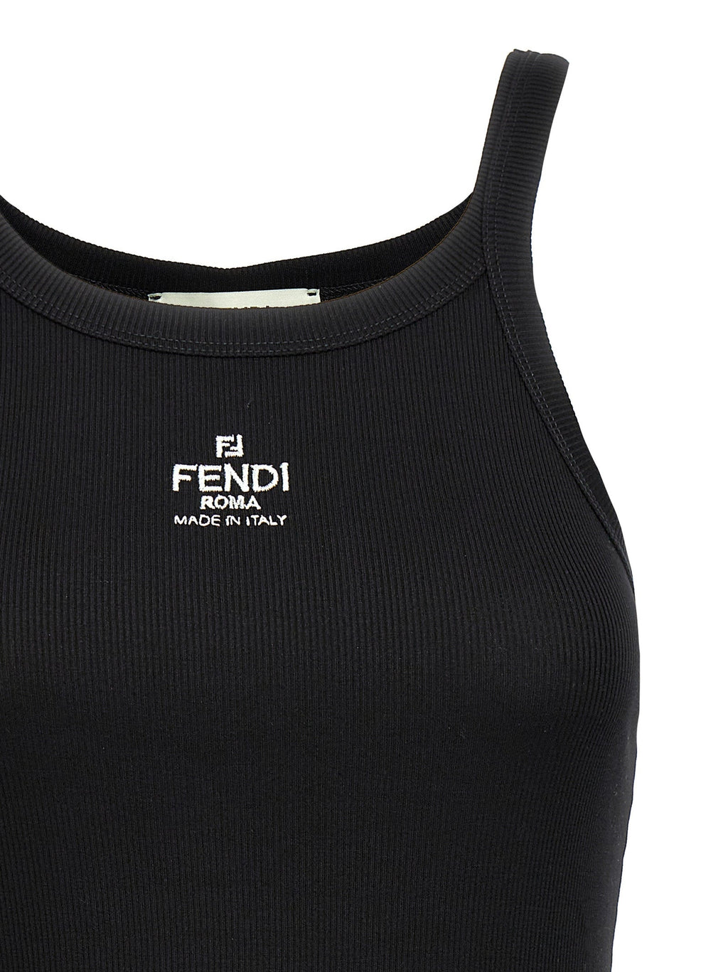 Fendi Black Cotton Sleeveles T-Shirt Fendi