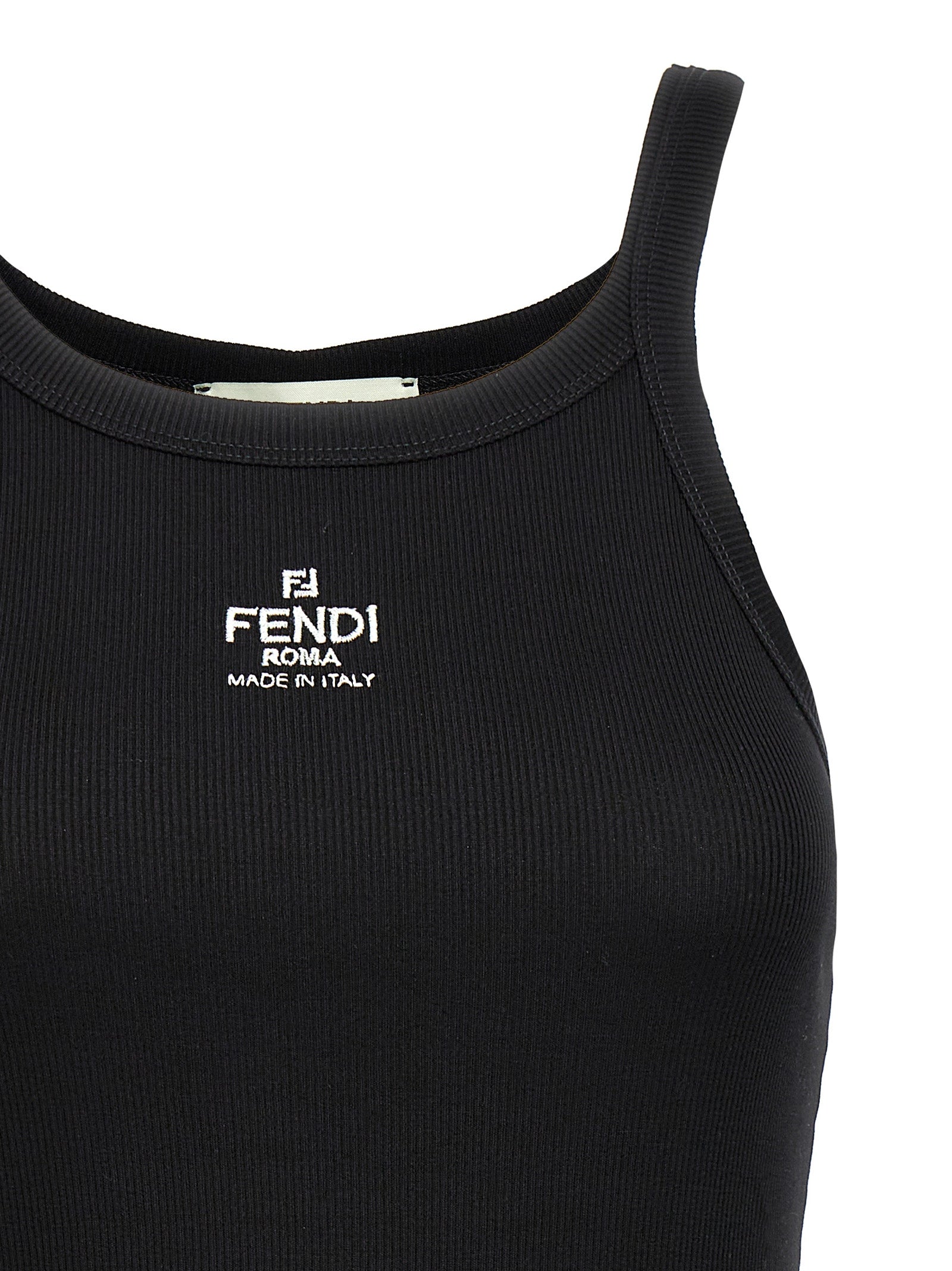 Fendi Black Cotton Sleeveles T-Shirt Fendi