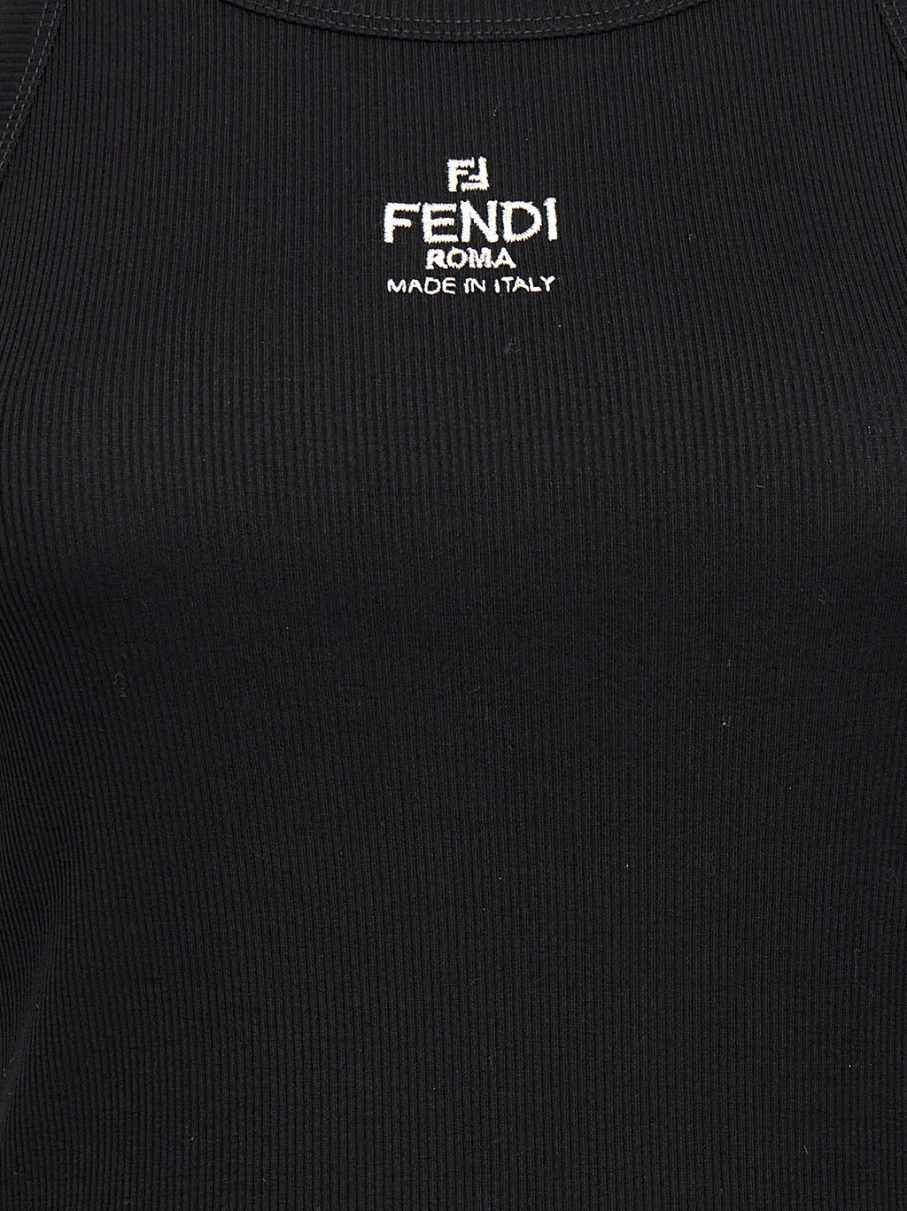 Fendi Black Cotton Sleeveles T-Shirt Fendi