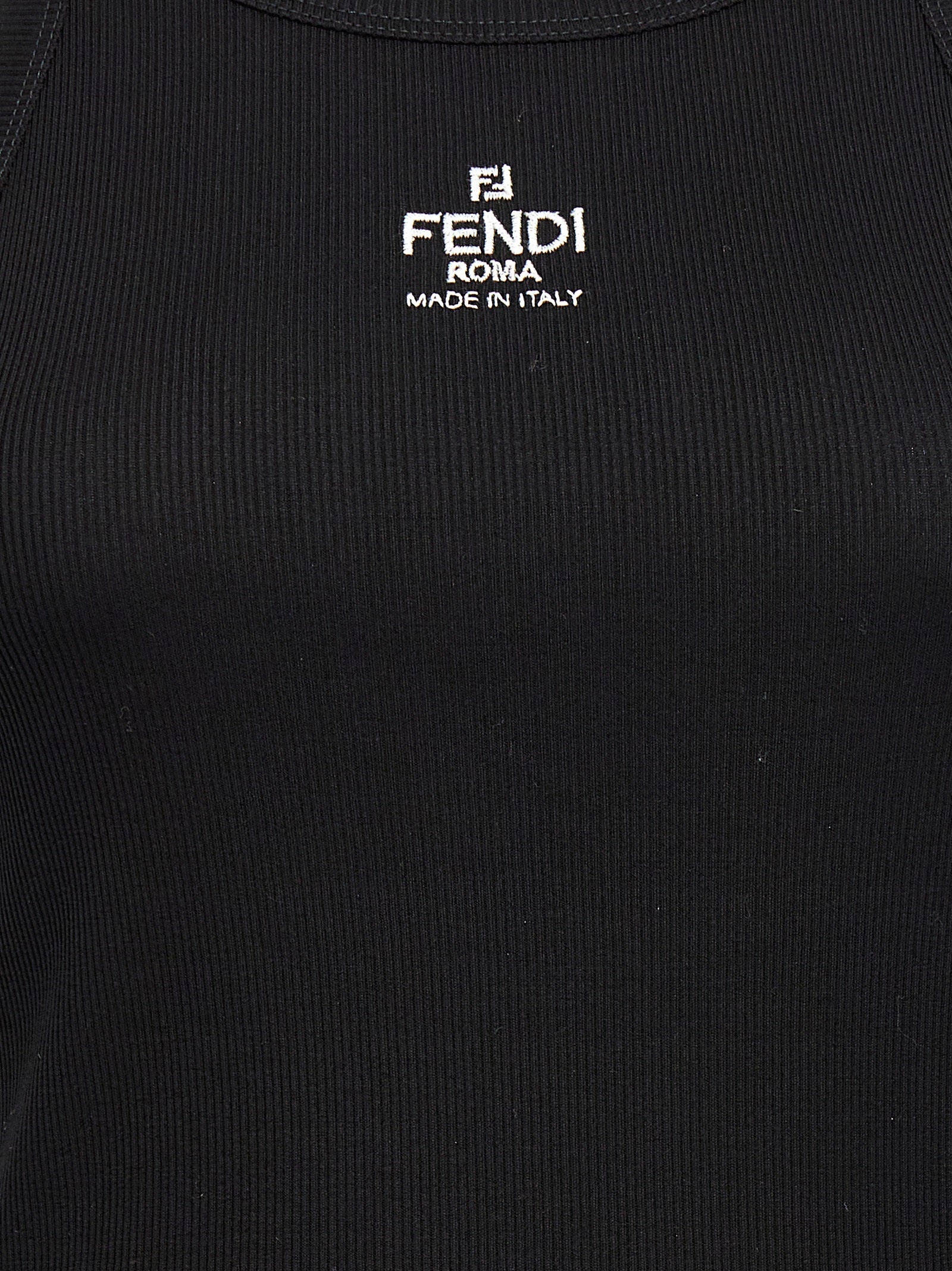 Fendi Black Cotton Sleeveles T-Shirt Fendi