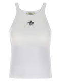 Fendi White Cotton Sleeveles T-Shirt Fendi