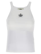 Fendi White Cotton Sleeveles T-Shirt Fendi