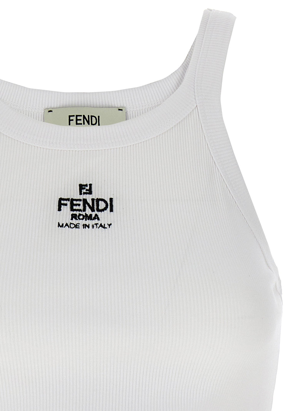 Fendi White Cotton Sleeveles T-Shirt Fendi