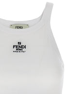 Fendi White Cotton Sleeveles T-Shirt Fendi