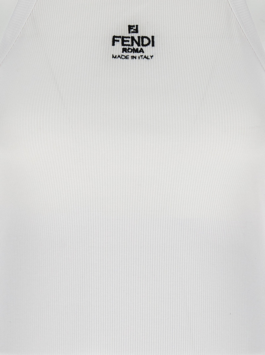 Fendi White Cotton Sleeveles T-Shirt Fendi