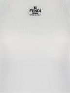 Fendi White Cotton Sleeveles T-Shirt Fendi