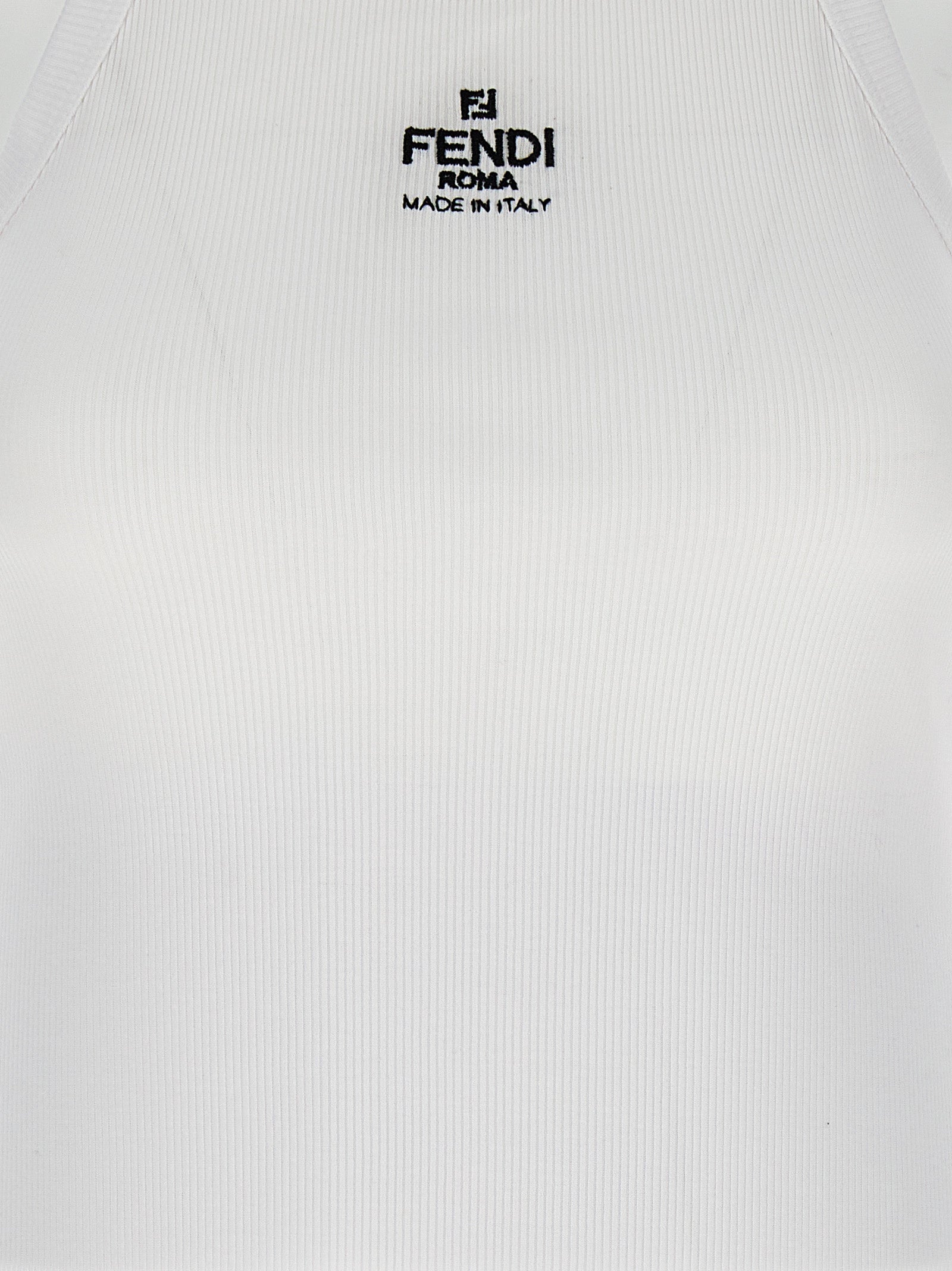 Fendi White Cotton Sleeveles T-Shirt Fendi