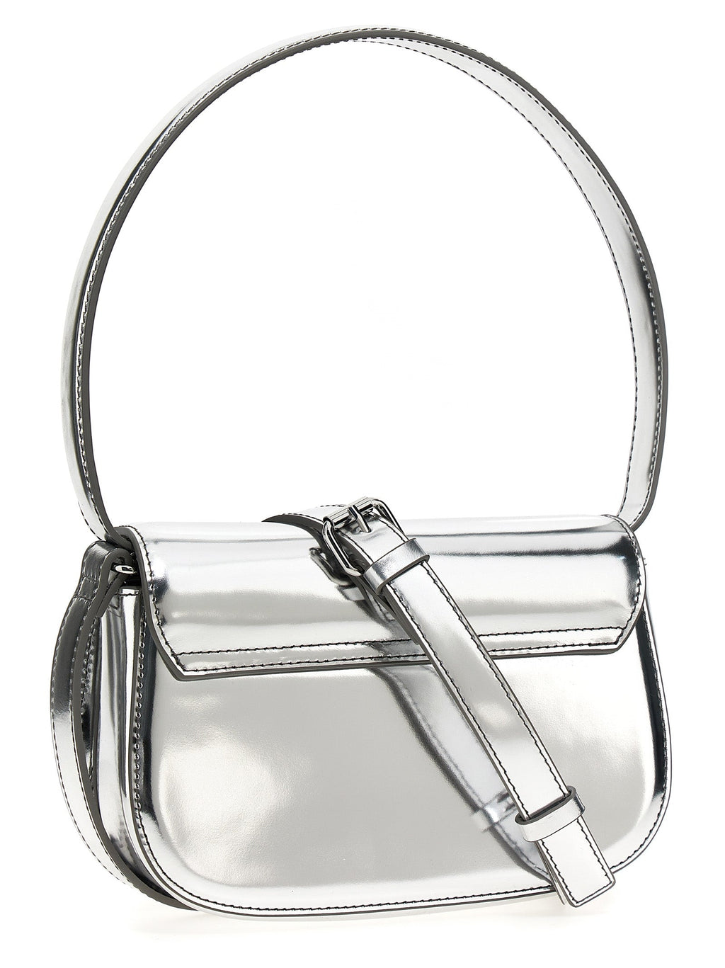 Diesel Silver Cowhide Shoulder Bag Diesel
