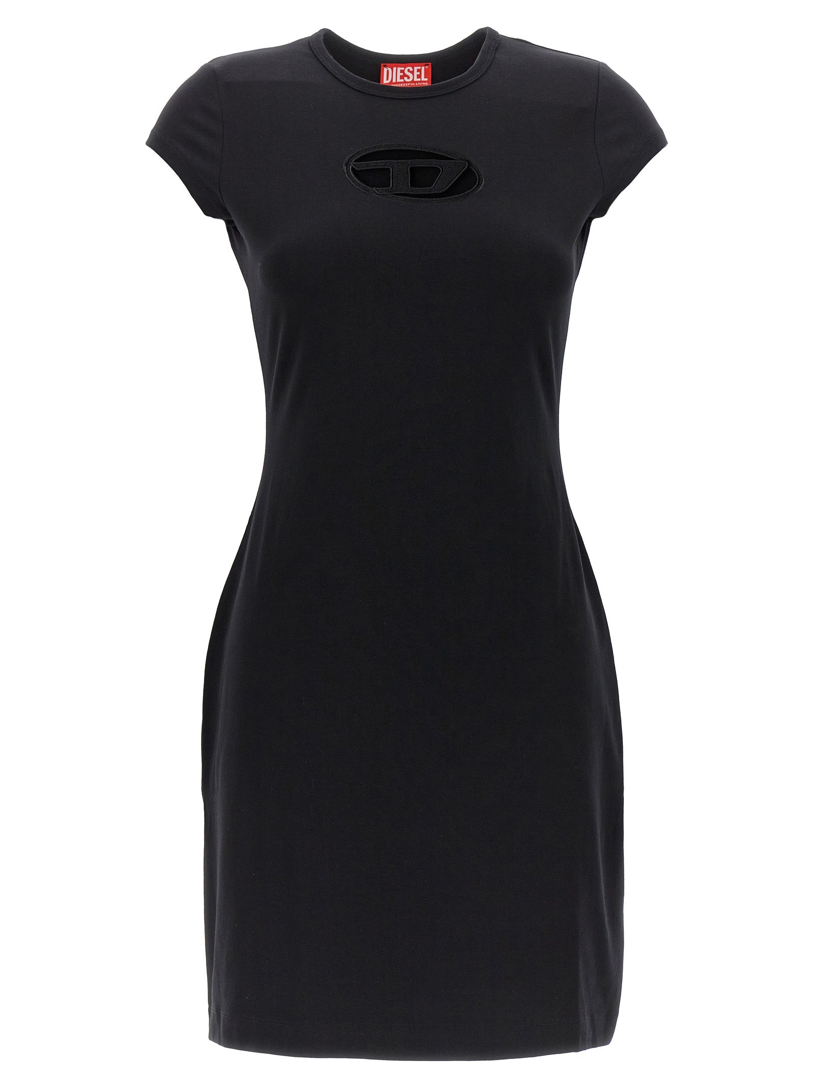 Diesel Black Cotton Short Dress Diesel