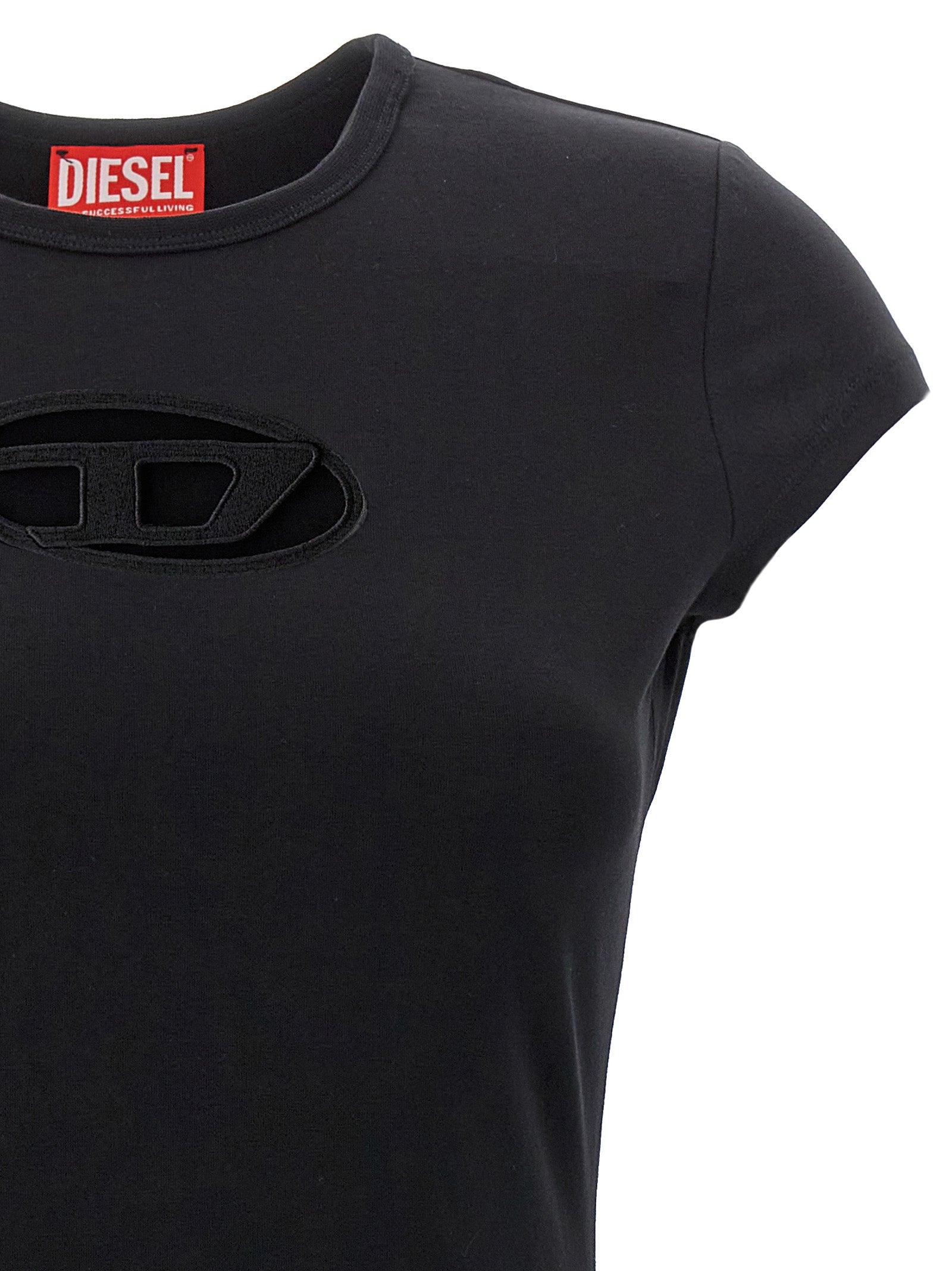 Diesel Black Cotton Short Dress Diesel