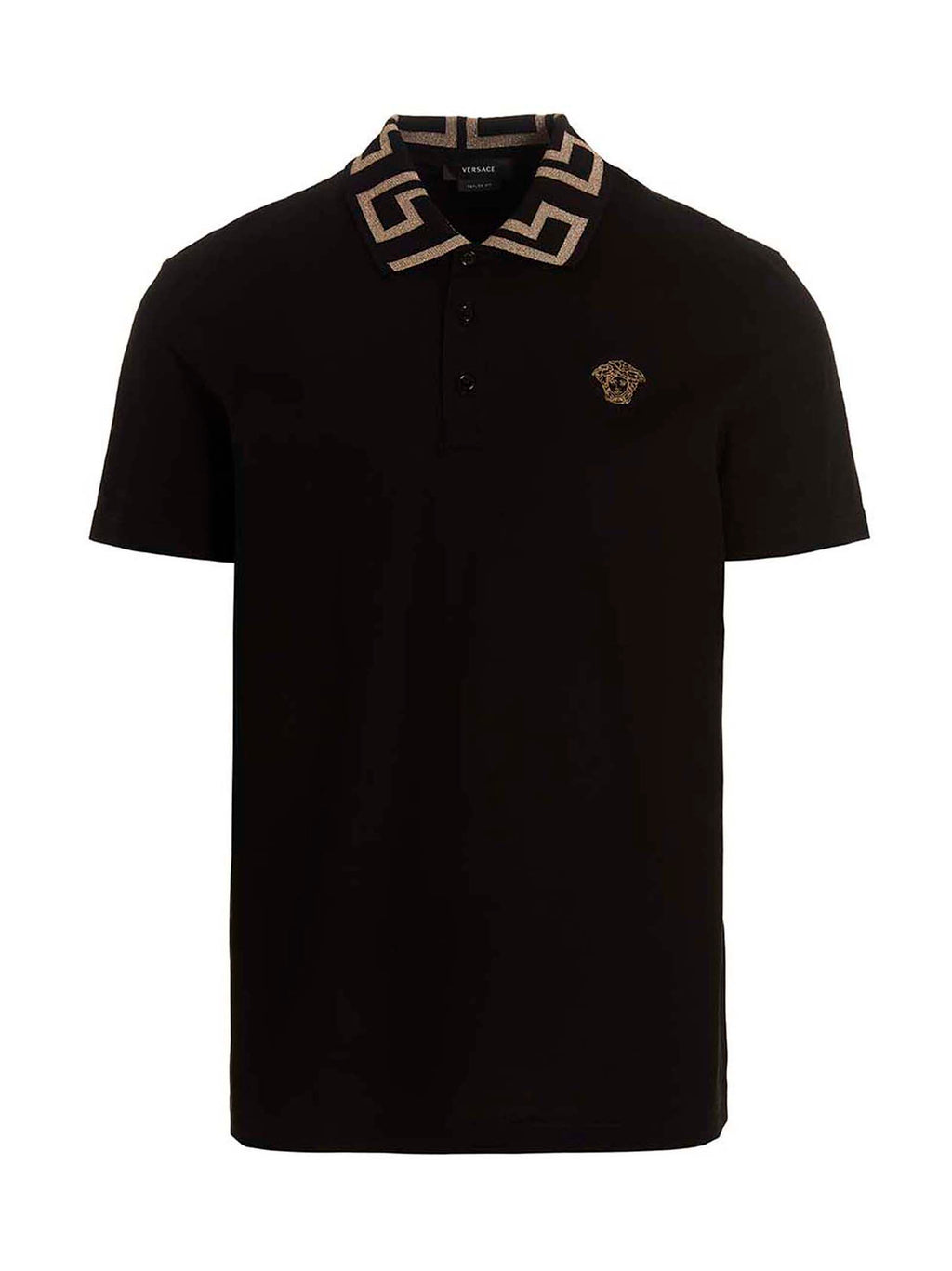 Versace Black Cotton Polo Shirt Versace