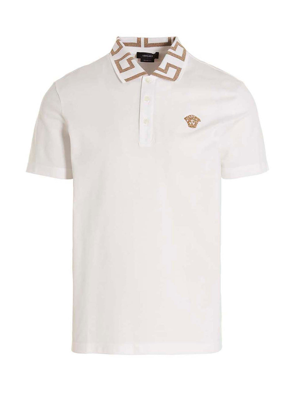 Versace White Cotton Polo Shirt Versace