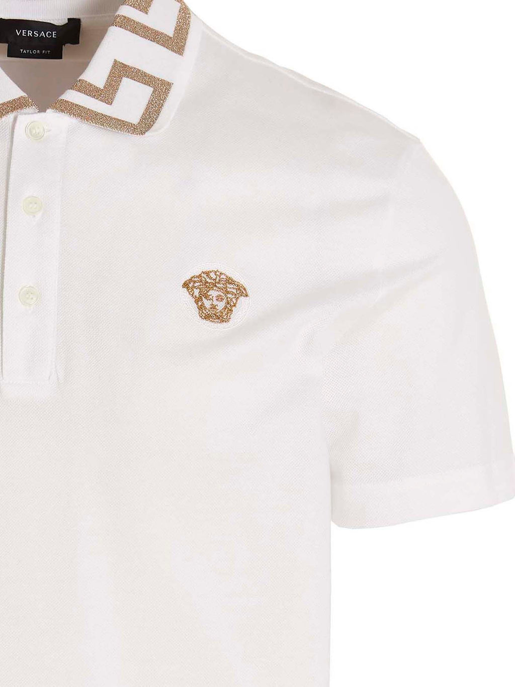 Versace White Cotton Polo Shirt Versace