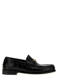 Versace Black Velvet Leather Slip-On Loafers Versace
