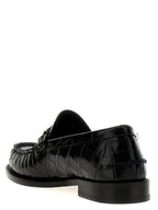 Versace Black Velvet Leather Slip-On Loafers Versace