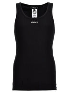 Versace Black Cotton Sleeveles T-Shirt Versace