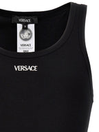 Versace Black Cotton Sleeveles T-Shirt Versace