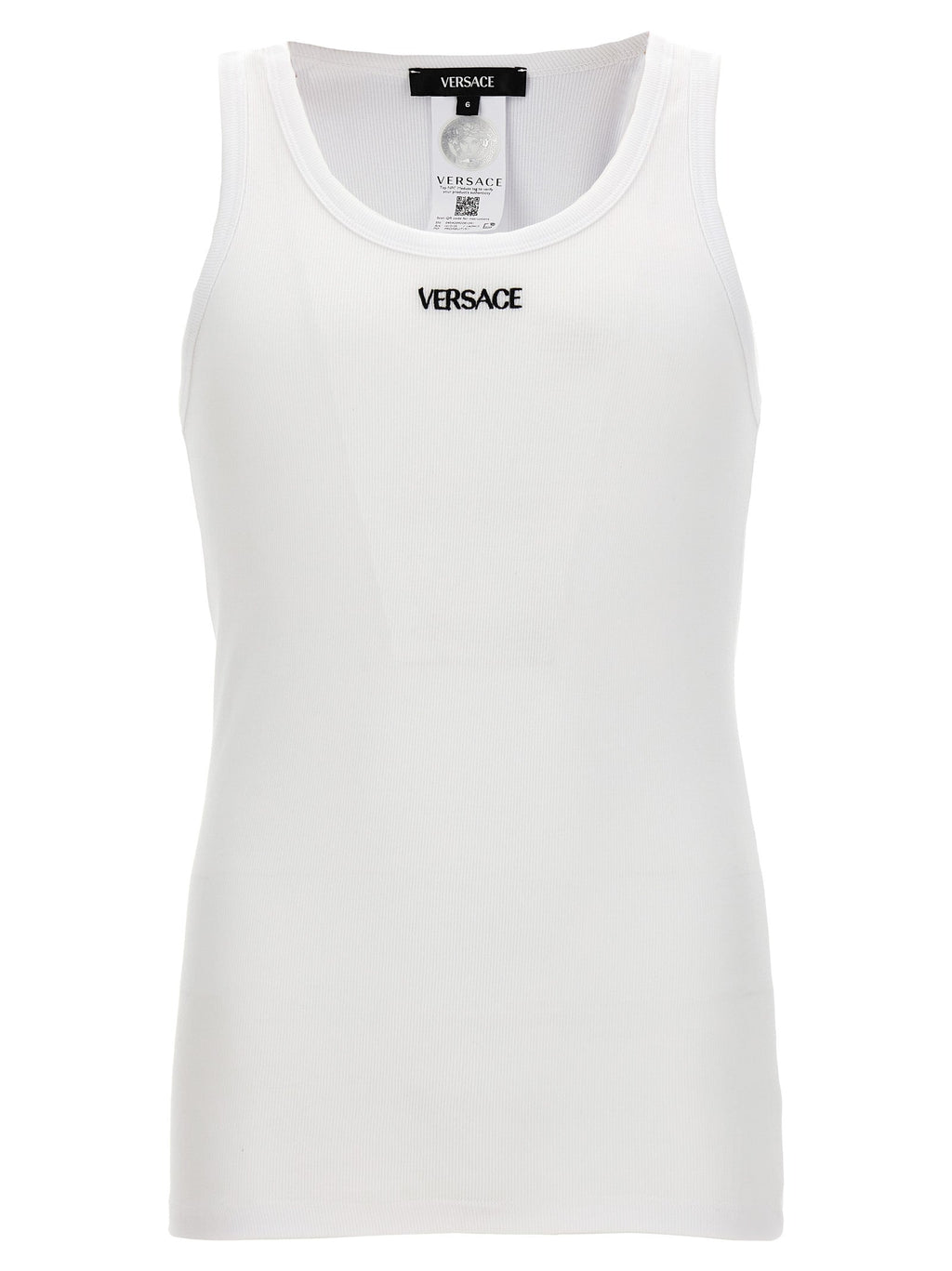 Versace White Cotton Sleeveles T-Shirt Versace