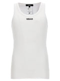 Versace White Cotton Sleeveles T-Shirt Versace