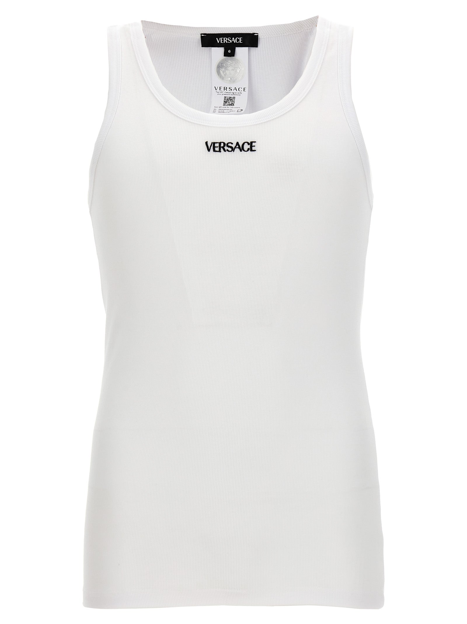 Versace White Cotton Sleeveles T-Shirt Versace