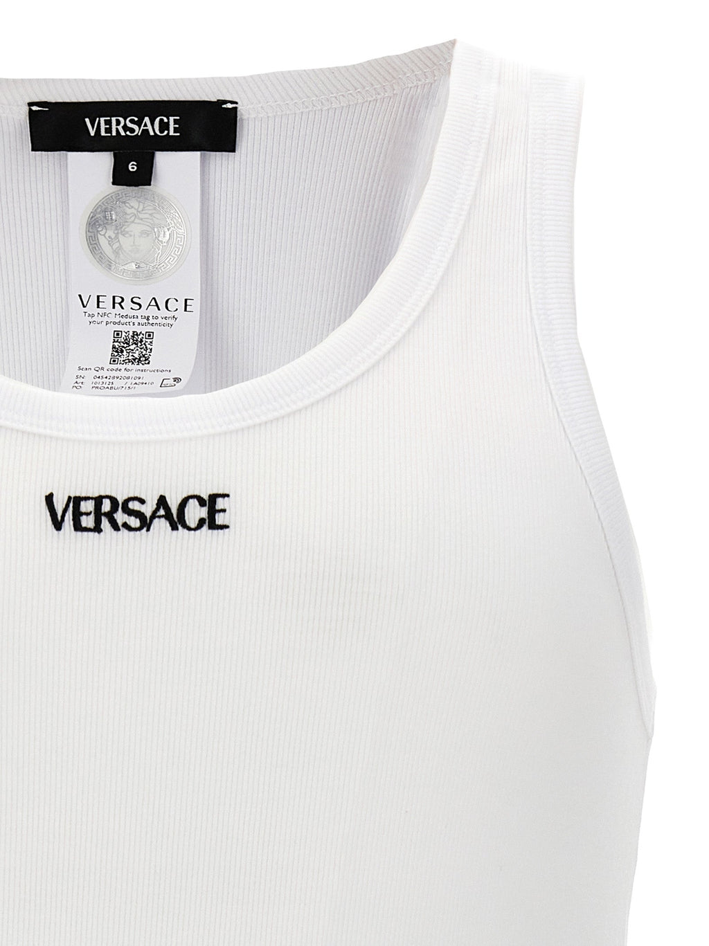 Versace White Cotton Sleeveles T-Shirt Versace