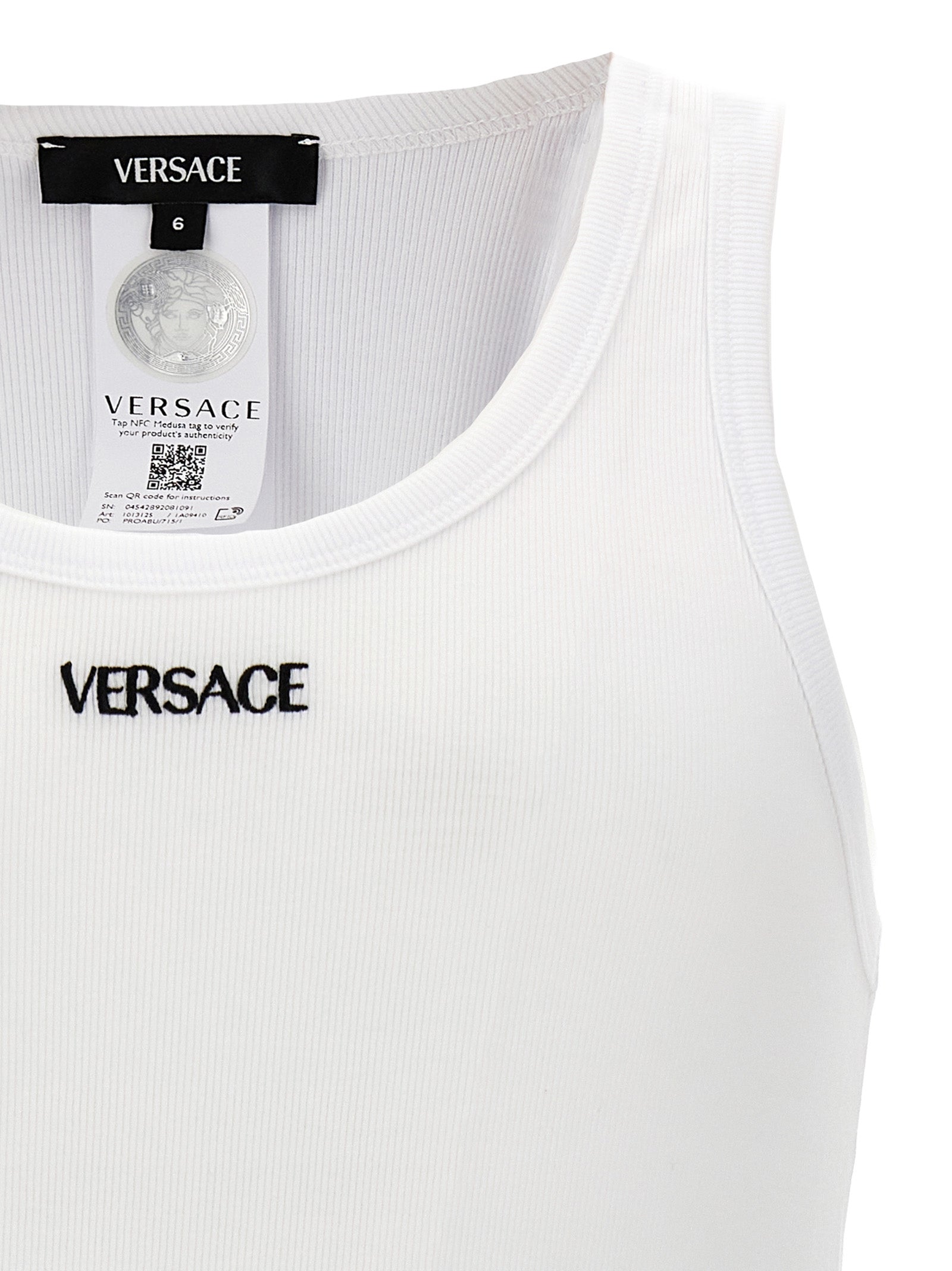 Versace White Cotton Sleeveles T-Shirt Versace