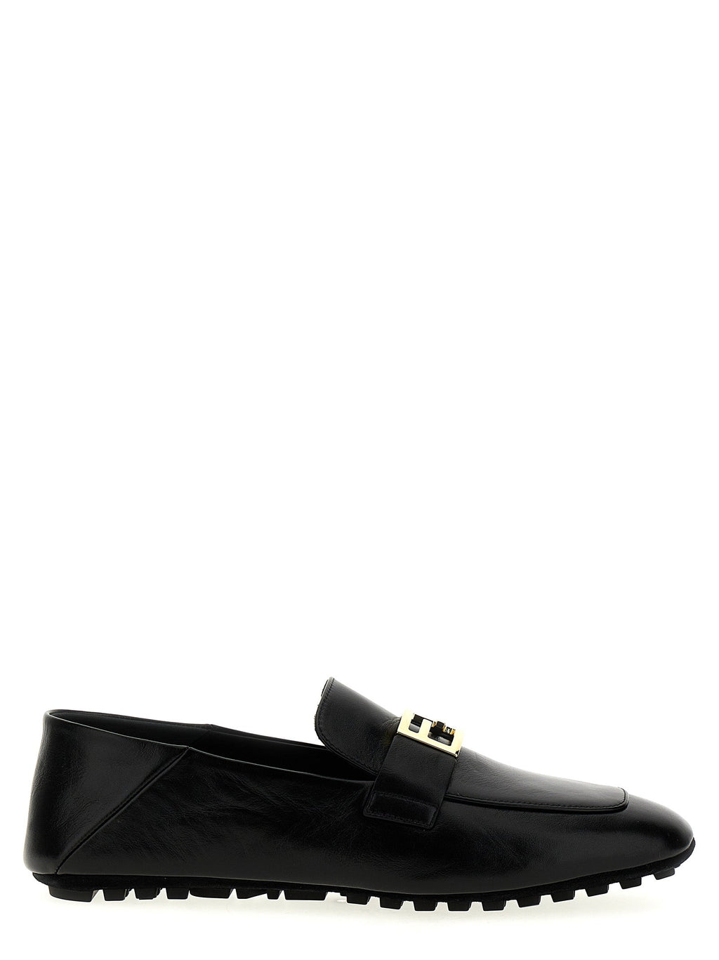 Fendi Black Lamb Leather Slip-On Loafers Fendi