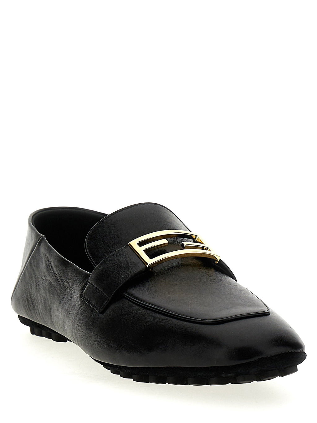 Fendi Black Lamb Leather Slip-On Loafers Fendi