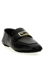 Fendi Black Lamb Leather Slip-On Loafers Fendi