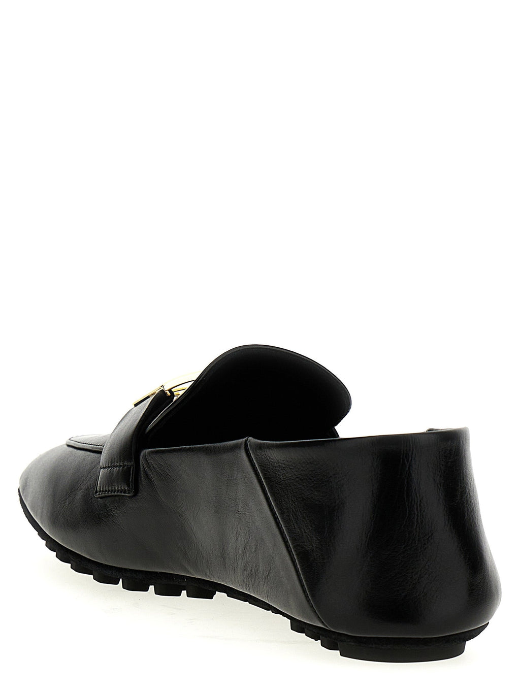 Fendi Black Lamb Leather Slip-On Loafers Fendi