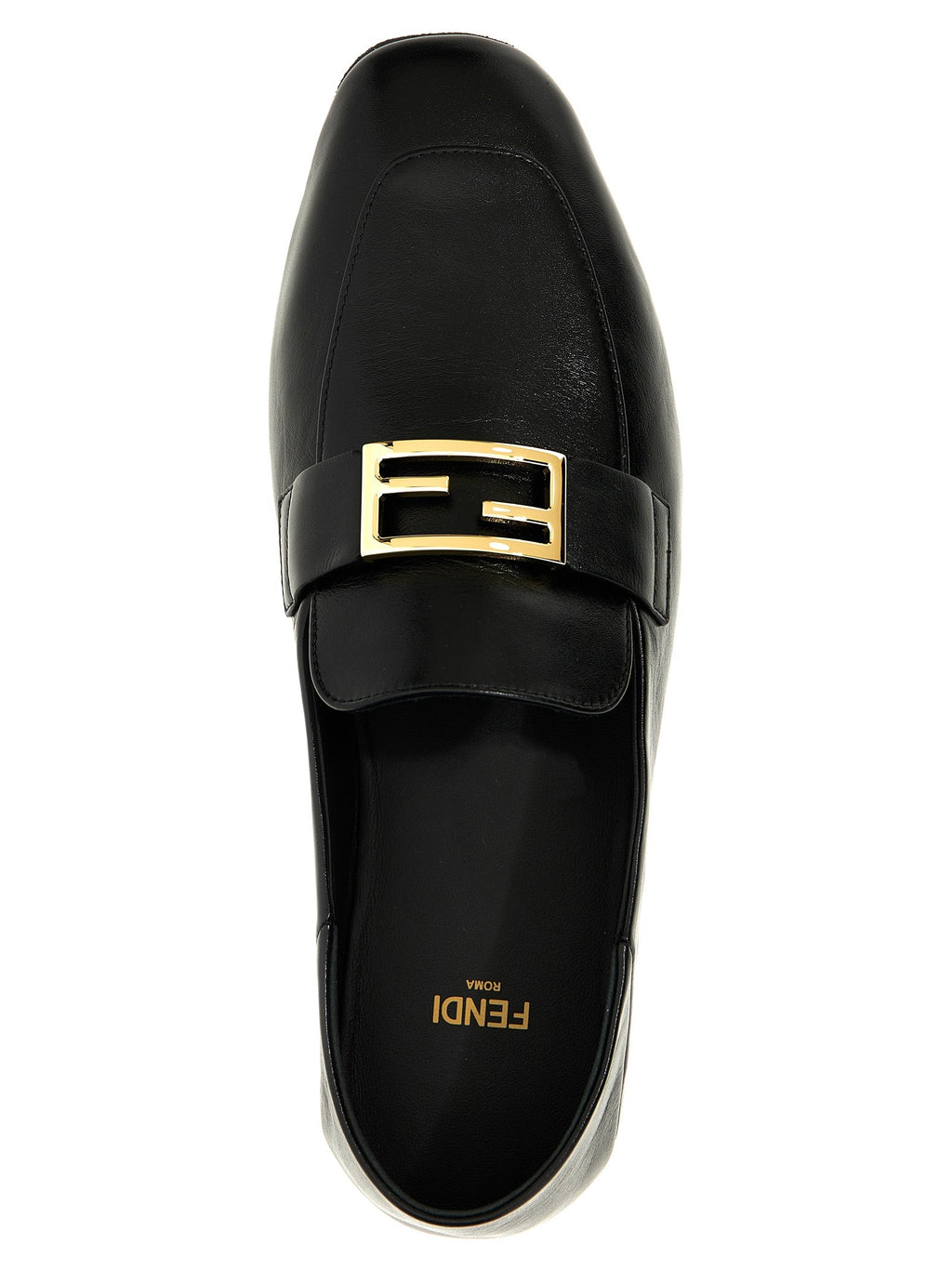 Fendi Black Lamb Leather Slip-On Loafers Fendi
