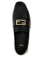 Fendi Black Lamb Leather Slip-On Loafers Fendi